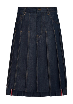 Thom Browne selvedge pleated five-pocket skirt - Blue