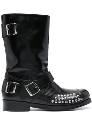 Stefan Cooke leather biker boots - Black