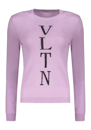 Valentino Garavani logo-embroidered crew neck sweater - Purple