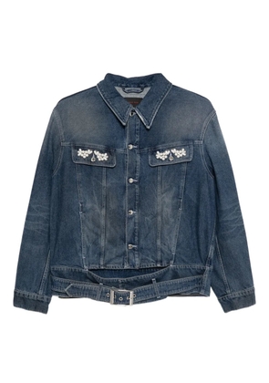Simone Rocha crystal-embellished denim jacket - Blue