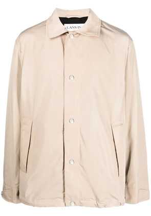 Lanvin logo-embroidered shirt jacket - Neutrals