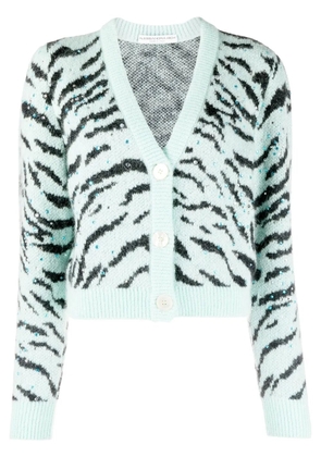 Alessandra Rich zebra-print V-neck cardigan - Green
