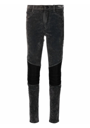 Philipp Plein leather-inset high-waist skinny jeans - Black