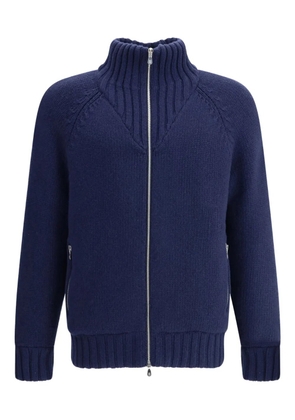Brunello Cucinelli high-neck zip-front cashmere jacket - Blue