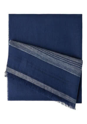 Brunello Cucinelli embroidered-detail linen scarf - Blue