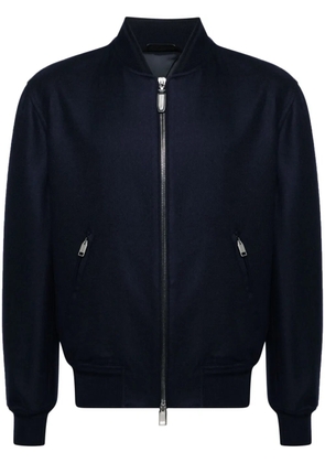 Brioni brushed-effect twill bomber jacket - Blue