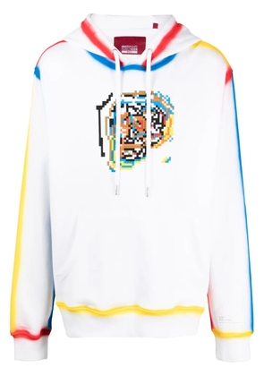 Mostly Heard Rarely Seen 8-Bit Skull Blowing graphic-print cotton hoodie - White