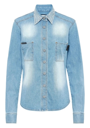 Philipp Plein crystal-embellished denim shirt - Blue
