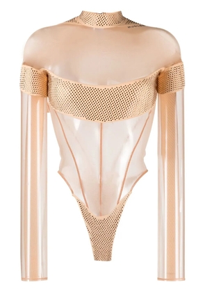 Mugler logo-plaque sheer-panels body - Gold