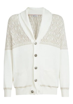 Brunello Cucinelli cotton jacquard cardigan - White