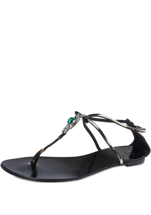 Giuseppe Zanotti Vintage crystal-embellished flat sandals - Brown