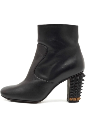 Fendi Pre-Owned leather studded heel boots - Black