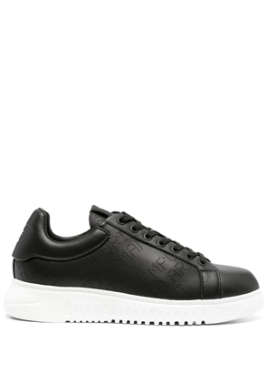 Emporio Armani Icon logo-perforated leather sneakers - Black