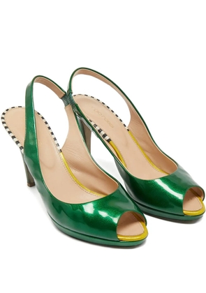 Sergio Rossi Vintage peep-toe slingback sandals - Green