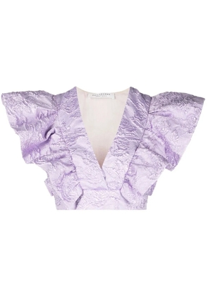 Philosophy Di Lorenzo Serafini floral-jacquard ruffled crop top - Purple