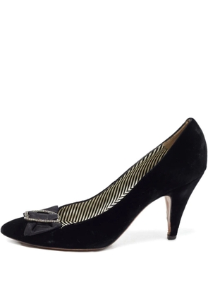Moschino Pre-Owned 95mm velvet bow-detail pumps - Black