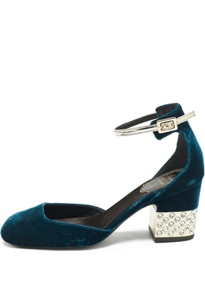 Roger Vivier Vintage crystal velvet sandals - Blue