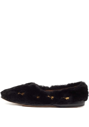 Chloé Pre-Owned 2024 fur star-detail ballet flats - Black