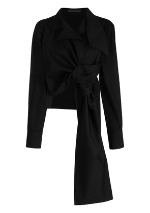 Yohji Yamamoto gathered cropped cotton jacket - Black