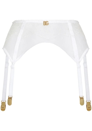 Dolce & Gabbana floral-lace suspender belt - White