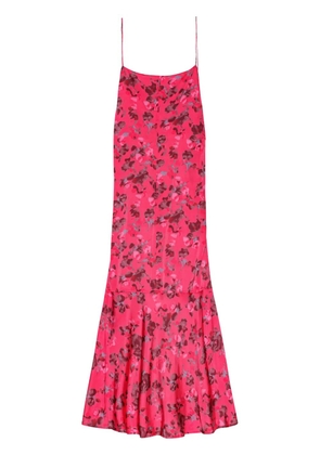 GANNI floral-print satin slip dress - Pink