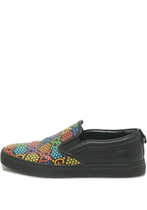 Gucci Pre-Owned logo-motif leather slip-ons sneakers - Black
