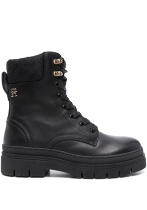 Tommy Hilfiger monogram-embroidered boots - Black