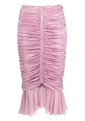 Blumarine ruched silk midi skirt - Pink