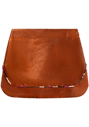 PUCCI contrast-trim leather-effect miniskirt - Brown