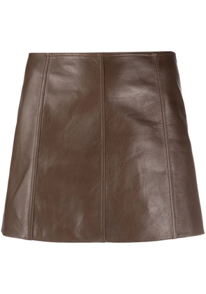 Petar Petrov patent leather straight miniskirt - Brown