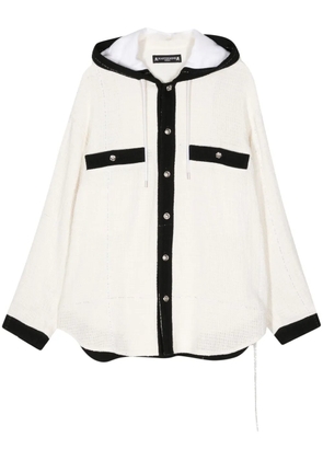 Mastermind World logo-embroidered tweed jacket - White