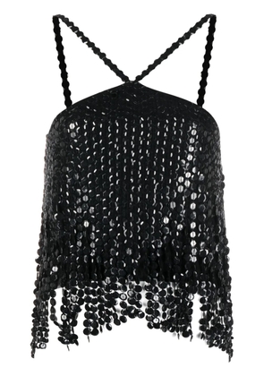The Attico layered sequin-embellished top - Black