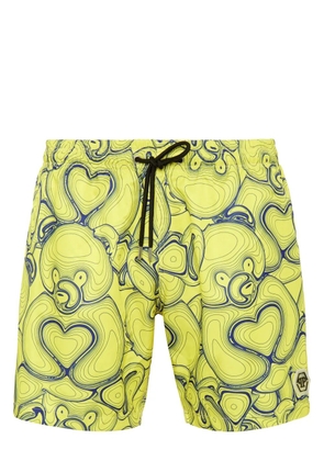 Philipp Plein Teddy Bear-print swim shorts - Yellow