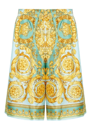 Versace Barocco-print silk shorts - Green