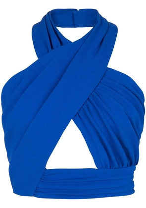 Balmain halterneck crossover-straps top - Blue