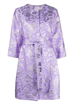 P.A.R.O.S.H. floral metallic-jacquard belted coat - Purple