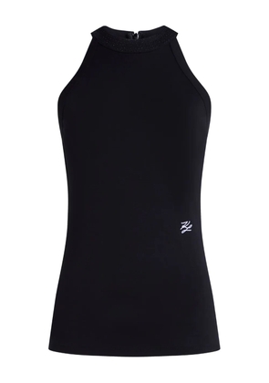 Karl Lagerfeld rhinestone halter-neck top - Black