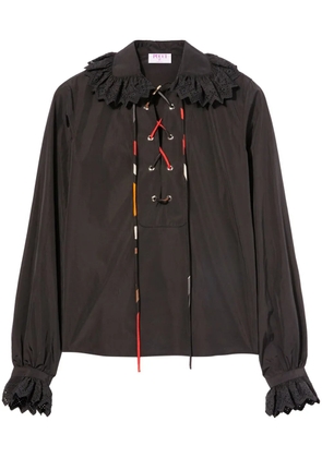 PUCCI lace-up ruffled blouse - Black