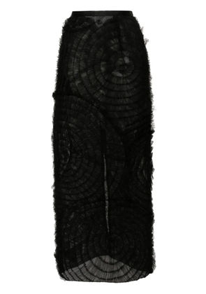 Huishan Zhang ruffled sheer maxi skirt - Black