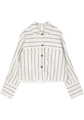 Forme D'expression striped drop-shoulder shirt jacket - Neutrals
