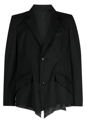 sulvam asymmetric wool blazer - Black