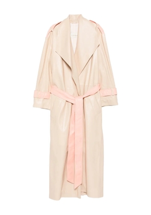 Liska belted leather trench coat - Neutrals