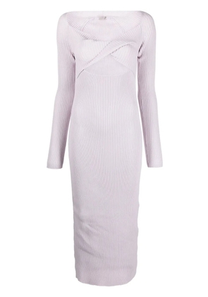 MRZ cut-out ribbed knit midi dress - Purple