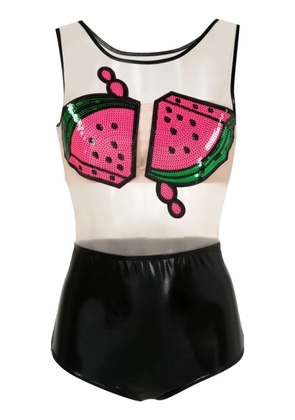 Brigitte sequinned watermelon-print swimsuit - Black