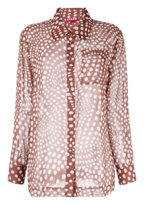 STAUD graphic-print semi-sheer shirt - Brown