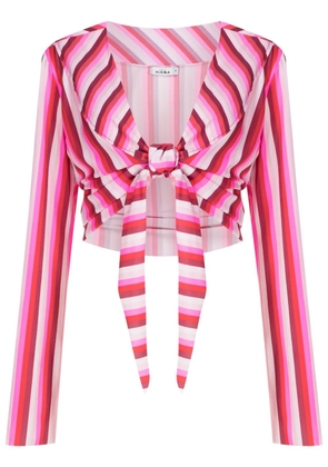 Amir Slama stripe-print tied crop top - Pink