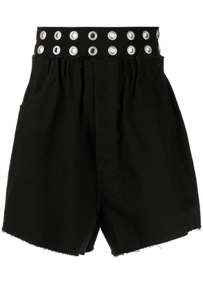 Raf Simons eyelet-detail denim shorts - Black