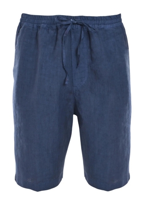 120% Lino drawstring linen shorts - Blue
