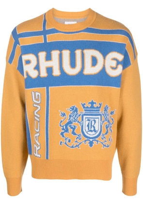 RHUDE Palm jacquard crew neck jumper - Orange