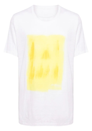 120% Lino paint-print linen T-shirt - White